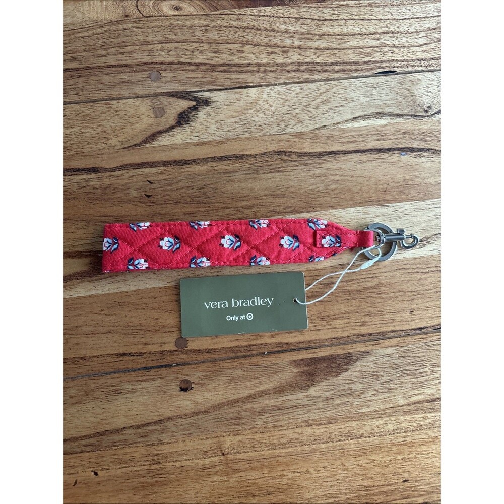 Vera Bradley Wide Wristlet Strap Bluebell Ditsy Hibiscus Red Floral